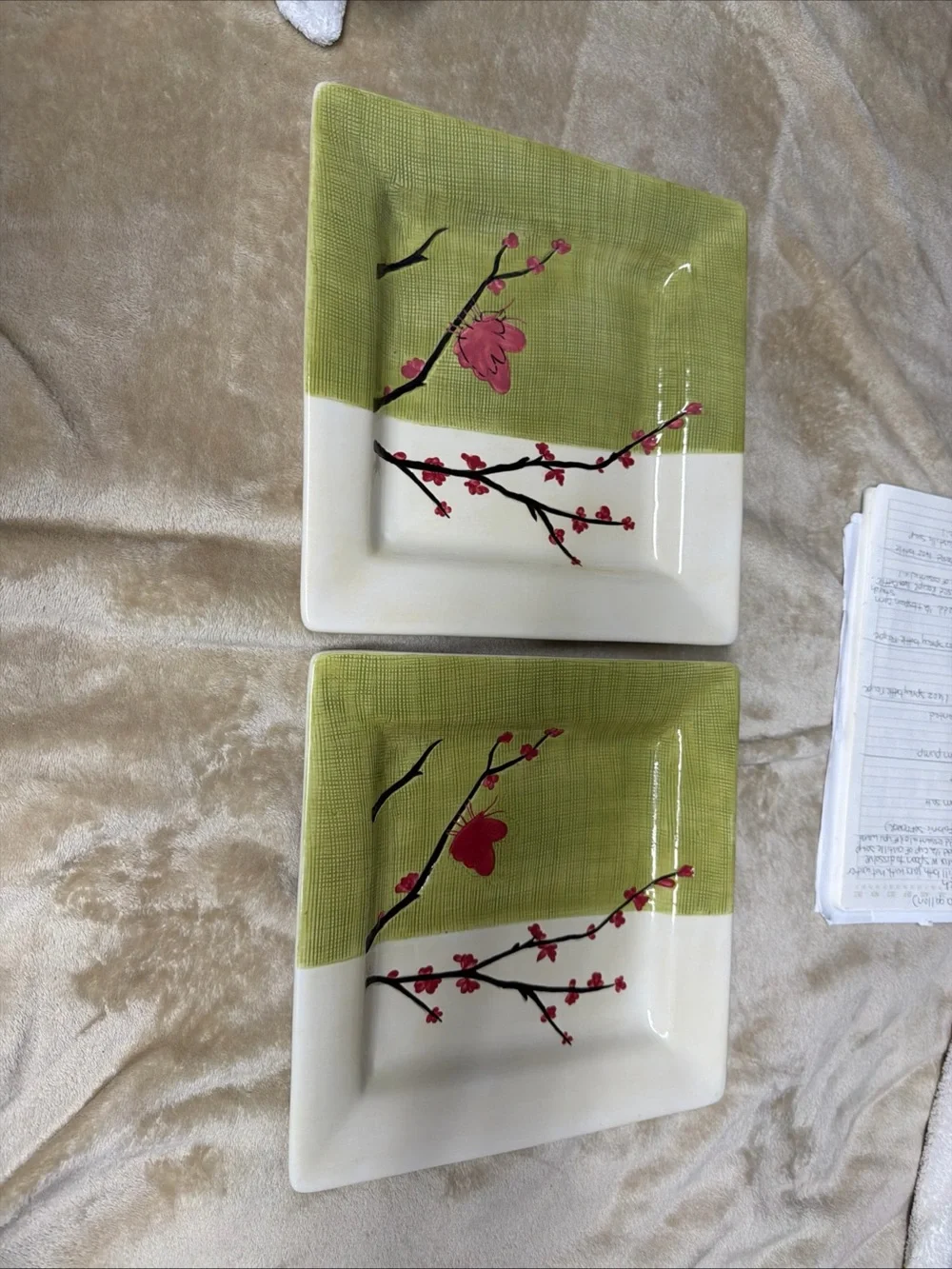 Pier 1 Vtg Sample Porcelain Square Ceramic Serving Plates - Set of 2